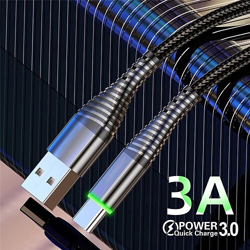 

2 Pack LED 3A USB Type C Data Cable Fast Charging Cable for Samsung Xiaomi Huawei Phone Charging USB C Data Charging Cable