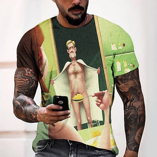 

Hombre Camiseta Tee Graphic Escote Redondo Verde Trébol Impresión 3D Casual Diario Manga Corta Impresión 3D Ropa Moda Fresco Design Cómodo / Verano / Verano