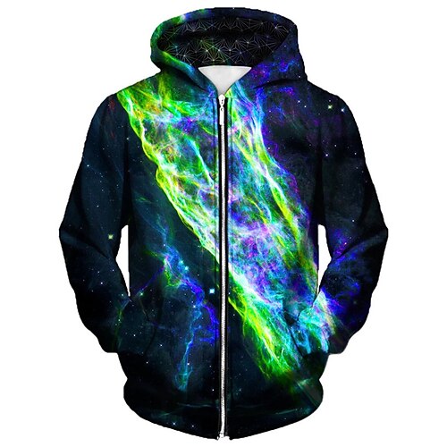 

Homens Unisexo Full Zip Hoodie Jaqueta Azul Com Capuz Estampas Abstratas Flâmula Zíper Imprimir Desportos e Ar livre Diário Esportes Impressão 3D Básico Roupa de rua Casual Primavera Outono Roupa