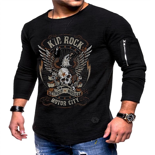 

Men's T shirt Tee Graphic Skull Crew Neck Black Long Sleeve Hot Stamping Street Daily Print Tops Fashion Designer Casual Comfortable / Sports