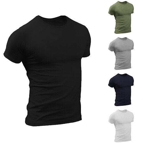 

100% Cotton Series Men's T shirt Tee Solid Color Crew Neck Street Daily Short Sleeve Tops Designer Casual Fashion Comfortable White Black Gray / Beach