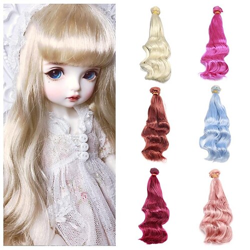 

Doll Accessories Curly Hair Synthetic Fiber Wig Hair High Temperature Fiber Imitation Wool Roll Doll Hair for DIY 1/3 1/4 1/6 BJD SD Doll Wigs