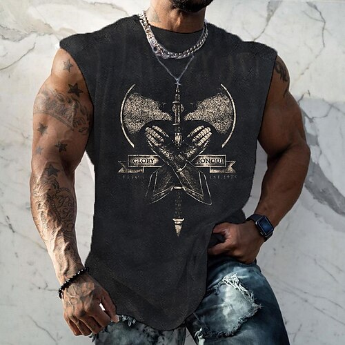 

Men's T shirt Tee 3D Print Graphic Patterned Crew Neck Street Casual Print Cap Sleeve Tops Designer Basic Classic Comfortable Black / Summer / Sports / Summer