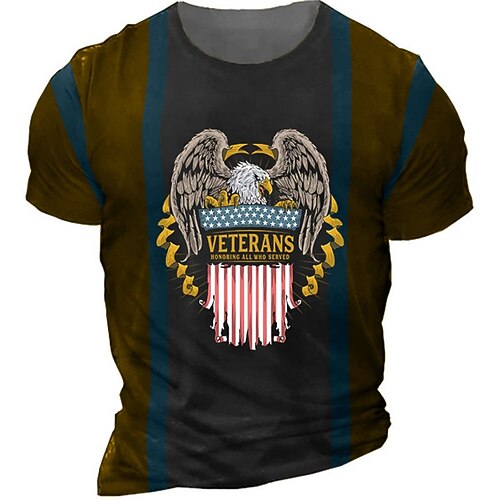 

Men's Unisex T shirt Tee 3D Print Graphic Prints Eagle Crew Neck Street Daily Print Short Sleeve Tops Designer Casual Big and Tall Sports Brown / Summer