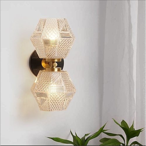 

1/2 Light Crystal Wall Sconce Lighting with Painting Gold Finish Brass, Concise Style Wall Light Fixture with Crystal Metal Shade for Bath Room, Bed Room, LED Bulb(not Include)