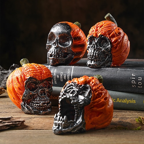 

Halloween Skull Pumpkin Decorative Objects Resin Modern Contemporary for Home Decoration Gifts Garden Ornament 1pc