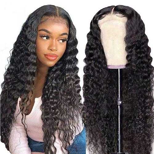 

Brazilian Virgin Hair 13x4 Lace Front Human Hair Wigs with Baby Hair Middle Part for black women Long Wigs