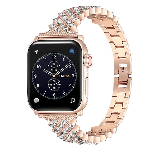 

1PC Smart Watch Band Compatible with Apple iWatch Series 8 7 6 5 4 3 2 1 SE Metal Band Jewelry Bracelet for iWatch Smartwatch Strap Wristband Alloy Luxury Adjustable Bling Diamond