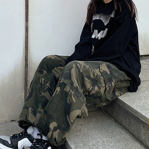 

Men's Cargo Pants Pants Trousers 100% Cotton ArmyGreen High Waist Sports Chino Casual Daily Baggy Micro-elastic Full Length Comfort Camouflage M L XL