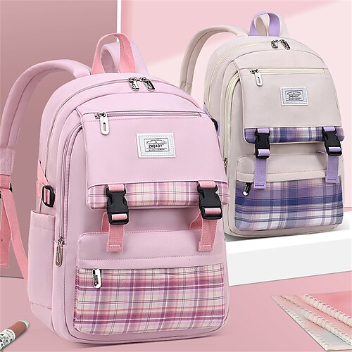 

School Backpack Bookbag Lattice for Student Boys Girls Water Resistant Wear-Resistant Breathable Nylon School Bag Back Pack Satchel 22 inch