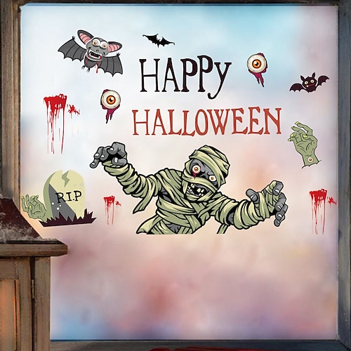 

Halloween Witch Pumpkin Bat holiday Shop Window Background Decoration Can Be Removed Paste