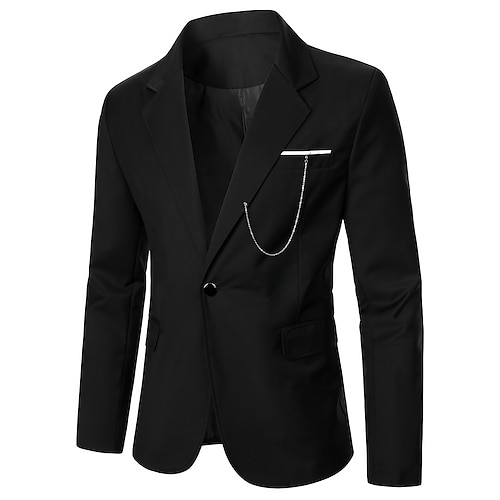 

Men Blazer Cocktail Attire Warm Breathable Party / Evening Casual Wear to work Single Breasted Lapel Stylish Classic & Timeless Casual Jacket Neutral Slim Fit Black / Winter / Fall