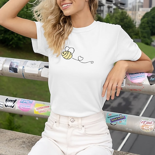 

Women's T shirt Tee Graphic Patterned Casual Weekend Painting T shirt Tee Short Sleeve Print Round Neck Basic Green White Gray S