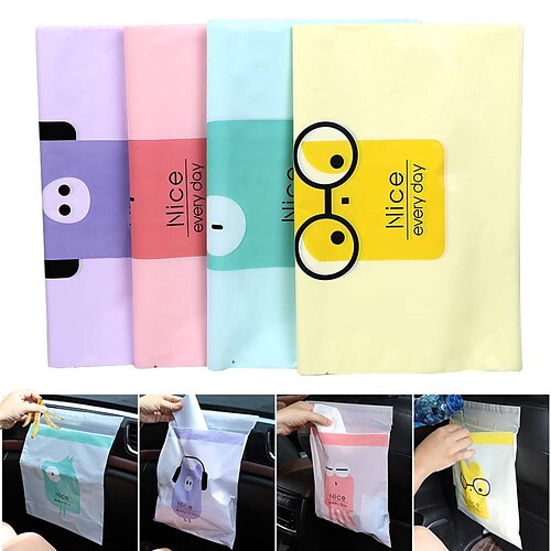 

60PCS Easy Stick-On Disposable Car Trash Bag Leakproof Vomit Bag Beautiful Kitchen Storage Bag Durable Suitable for Cars Kitchens Bedrooms Study Rooms Travel Camping Office Spaces