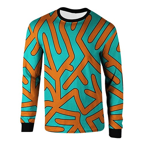 

Men's Unisex T shirt Tee 3D Print Abstract Graphic Prints Crew Neck Street Daily Print Long Sleeve Tops Basic Casual Big and Tall Sports Green