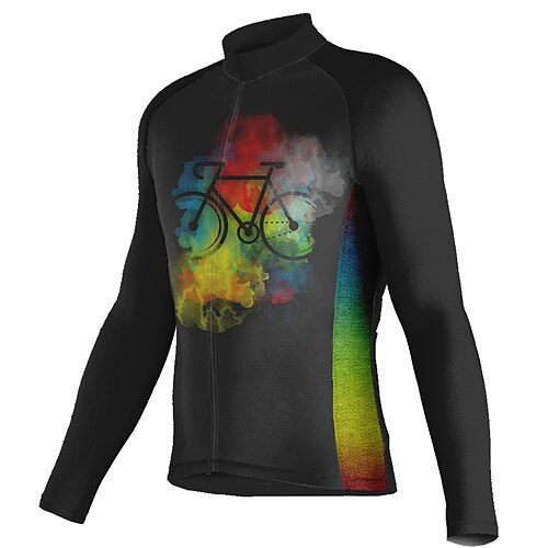 

21Grams Men's Cycling Jersey Long Sleeve Bike Top with 3 Rear Pockets Mountain Bike MTB Road Bike Cycling Breathable Quick Dry Moisture Wicking Reflective Strips Black Graphic Polyester Spandex Sports