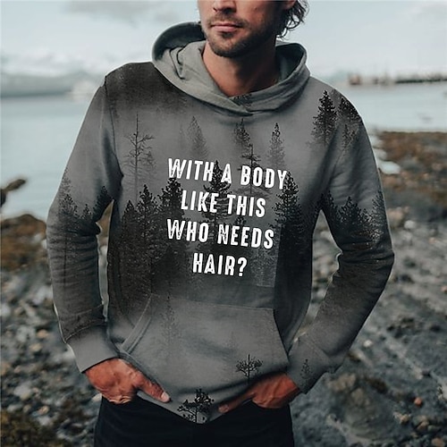 

Men's Unisex Hoodie Pullover Hoodie Sweatshirt Distressed Hoodie Gray Hooded Tree Letter Graphic Prints Print Daily Sports 3D Print Streetwear Designer Casual Spring Fall Clothing Apparel Hoodies