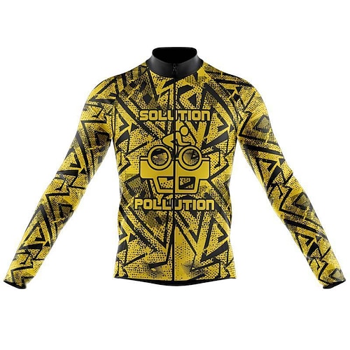 

21Grams Men's Cycling Jersey Long Sleeve Bike Top with 3 Rear Pockets Mountain Bike MTB Road Bike Cycling Breathable Quick Dry Moisture Wicking Reflective Strips Yellow Polyester Spandex Sports