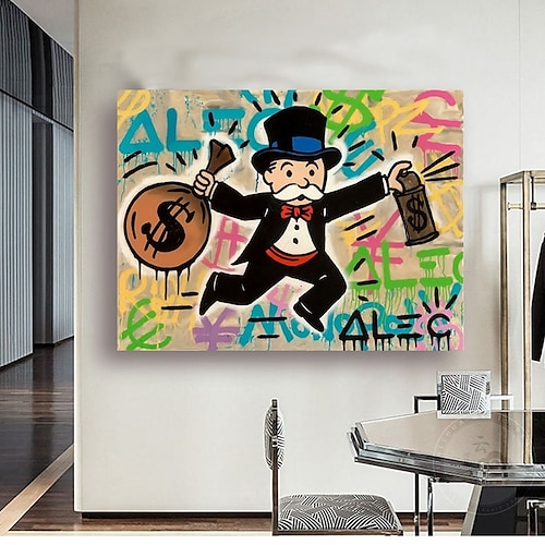 

Handmade Hand Painted Oil Painting Wall Street Art Alec Monopoly Painting Modern Abstract Home Decoration Decor Rolled Canvas No Frame Unstretched