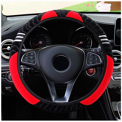 

1 PCS Plush Car Steering Wheel Cover Breathable Universal Fit For 15""~15""1/2