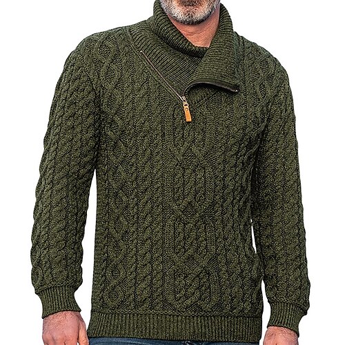 

Men's Pullover Sweater Jumper Ribbed Knit Zipper Knitted Solid Color Shirt Collar Stylish Basic Daily Holiday Fall Winter Black Army Green M L XL / Long Sleeve / Long Sleeve / Weekend