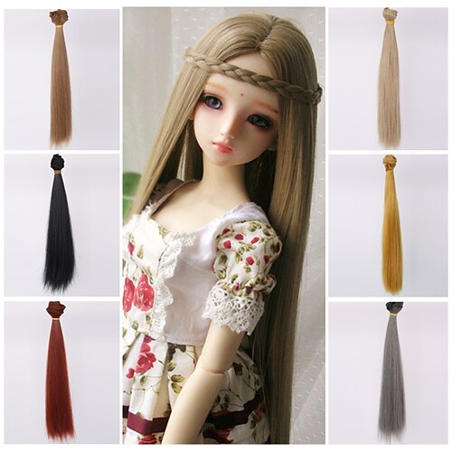 

transocean direct sales new bjd sd doll high temperature silk wig hair row straight hair keer doll hair multicolor 25cm
