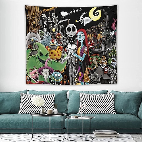 

Halloween Party Holiday Wall Tapestry Art Decor Blanket Curtain Picnic Tablecloth Hanging Home Bedroom Living Room Dorm Decoration Psychedelic Pumpkin Haunted Scary House Polyester