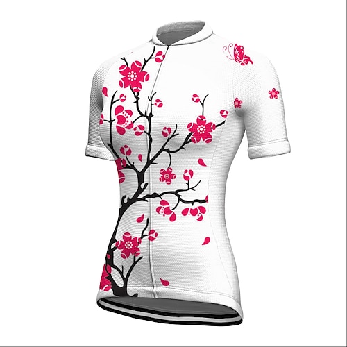 

21Grams Women's Cycling Jersey Short Sleeve Bike Jacket Tracksuit Jersey with 3 Rear Pockets Mountain Bike MTB Road Bike Cycling Cycling Breathable Quick Dry Reflective Strips White Graphic Animal