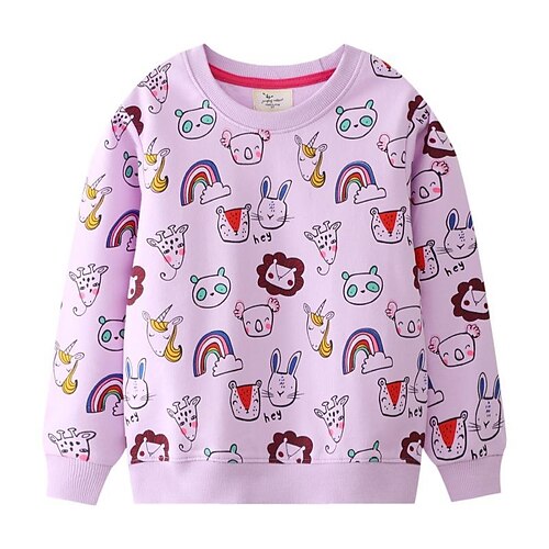 

Kids Girls' Sweatshirt Animal Daily Long Sleeve Fashion Cotton 3-6 Years Winter Purple