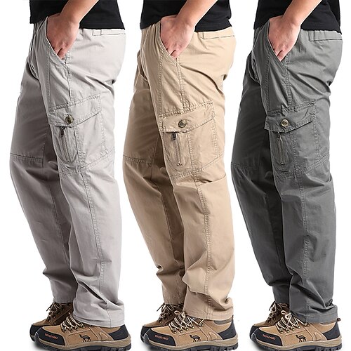 

Men's Work Pants Tactical Cargo Pants Military Summer Outdoor Ripstop Breathable Quick Dry Multi Pockets Bottoms Zipper Pocket Elastic Waist Black Yellow Hunting Fishing Climbing M L XL XXL XXXL