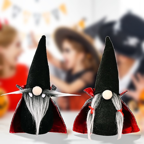 

Halloween Decoration Faceless Doll Black Witch Cloak Hat Vampire Doll Ornaments Decoration Gifts