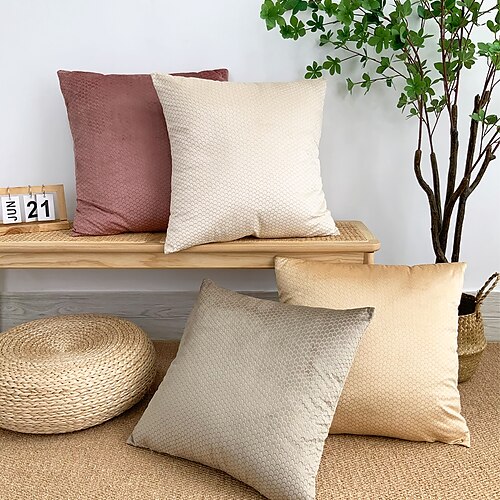 

1 pc Polyester Pillow Cover Fish Scale Effect Classic Square Zipper Traditional for Bedroom Livingroom Home Decoration Solid Colored