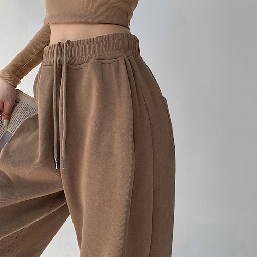 

Women's Joggers Chinos Workout Pants Cotton Blend Blue Purple Dark Green High Waist Sports Athleisure Casual Daily Pocket Baggy Micro-elastic Full Length Outdoor Solid Color S M L XL