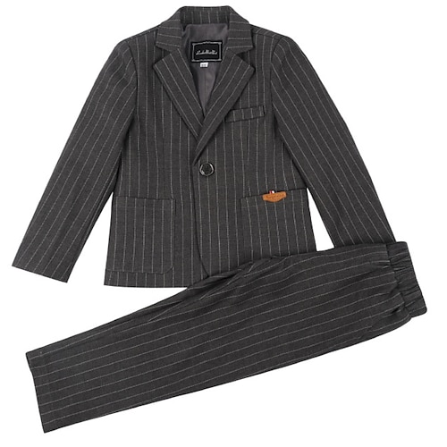 

Kids Boys Suit Blazer Clothing Set 2 Pieces Long Sleeve Gray Solid Color Formal Gentle Regular 2-12 Years