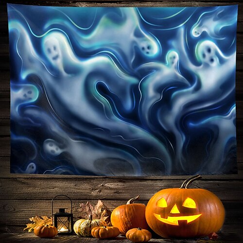 

Halloween Party Wall Tapestry Art Decor Blanket Curtain Hanging Home Bedroom Living Room Decoration Polyester Pumpkin Bat Ghost Castle Witch