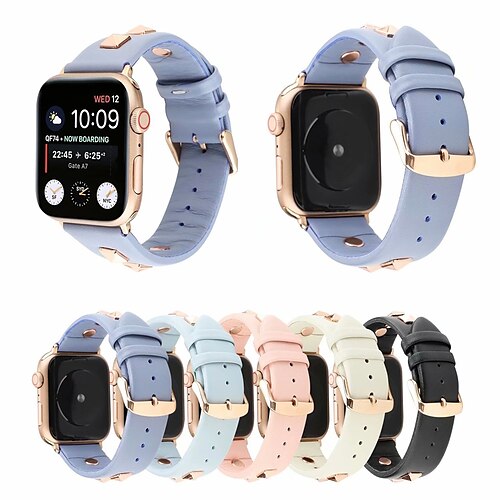 

1pc Smart Watch Band Compatible with Apple iWatch 38/40/41mm 42/44/45mm Genuine Leather Adjustable Shockproof Leather Loop for iWatch Smartwatch Strap Wristband for Series 7 / SE / 6/5/4/3/2/1