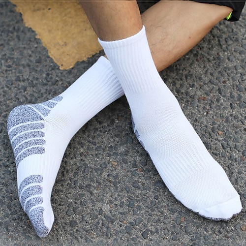 

Women's 1 Pair Sport Socks / Athletic Socks Casual Socks Sport Comfort Cotton Striped Casual Daily Sports Medium Winter Fall Black Light Grey Dark Grey