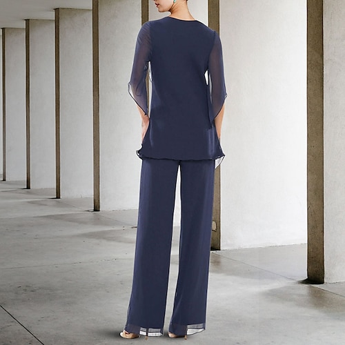 Two Piece Jumpsuit / Pantsuit Mother of the Bride Dress Plus Size