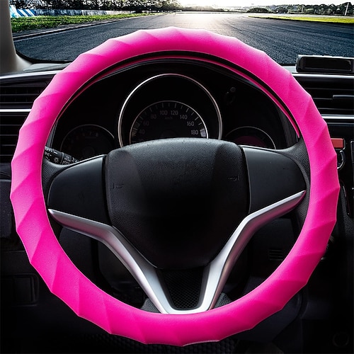 

King Company Steering Wheel Cover Anti-Slip Car Steering Wheel Protector Thick Soft Odorless Silicone Leather Texture Steering Cover Great Grip Cover for 15-16 Steering Wheel