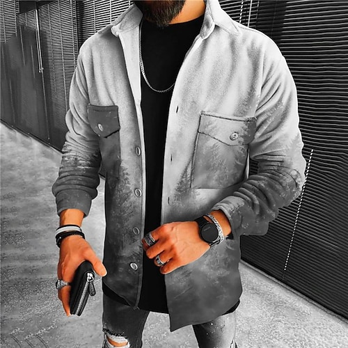 

Men's Coat Warm Street Single Breasted Scenery 3D Printed Graphic Turndown Streetwear Jacket Outerwear Long Sleeve Pocket Winter