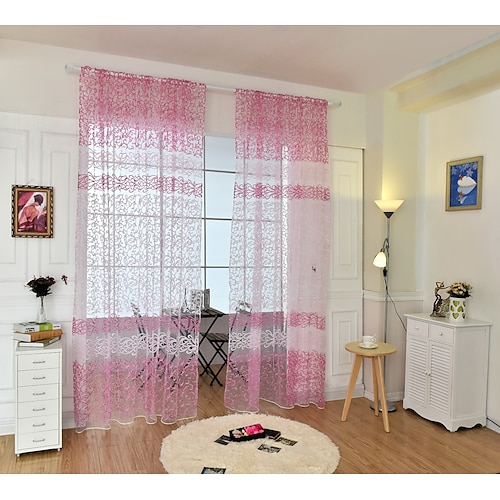 

1 Panel Floral Printed Sheer Window Curtains Elegant Window Voile Panel/Draperies/Treatment Rod Pocket for Bedroom Children Living Room Yard Kitchen