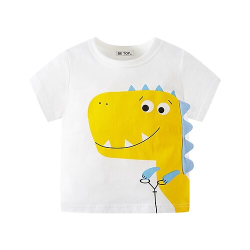 

Kids Boys T shirt Dinosaur Daily 3D Print Short Sleeve Crewneck Active 2-9 Years Spring White