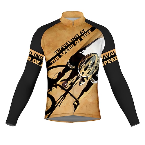 

21Grams Men's Cycling Jersey Long Sleeve Bike Top with 3 Rear Pockets Mountain Bike MTB Road Bike Cycling Breathable Quick Dry Moisture Wicking Reflective Strips Khaki Graphic Polyester Spandex Sports