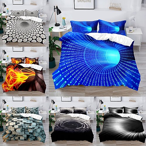 

3D Vortex 3-Piece Duvet Cover Set Hotel Bedding Sets Comforter Cover Include 1 Duvet Cover, 2 Pillowcases for Double/Queen/King(1 Pillowcase for Twin/Single)