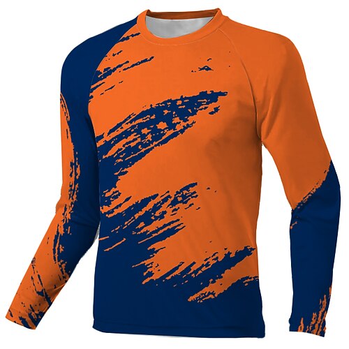 

Men's Downhill Jersey Long Sleeve Orange Graffiti Bike Breathable Quick Dry Polyester Spandex Sports Graffiti Clothing Apparel / Stretchy