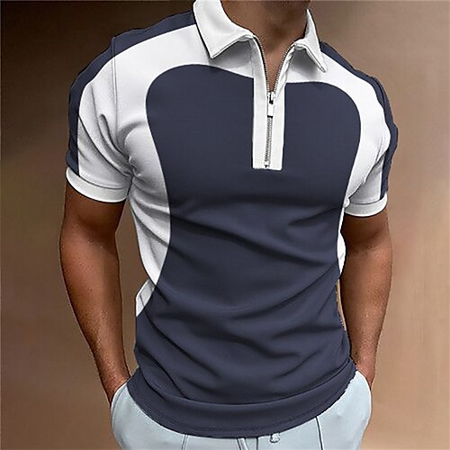 

Per uomo POLO Camicia da golf Golf Strada Giornaliero Collo ripiegabile Chiusura lampo quarto Manica corta Di tendenza Informale Color Block Cerniera Chiusura lampo quarto Primavera estate Standard