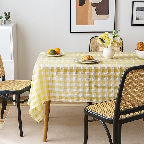 

Rectangle Table Cloth,Farmhouse Tablecloth,Washable Table Cloths with Tassel,Decorative Oblong Table Cover for Kitchen,Holiday