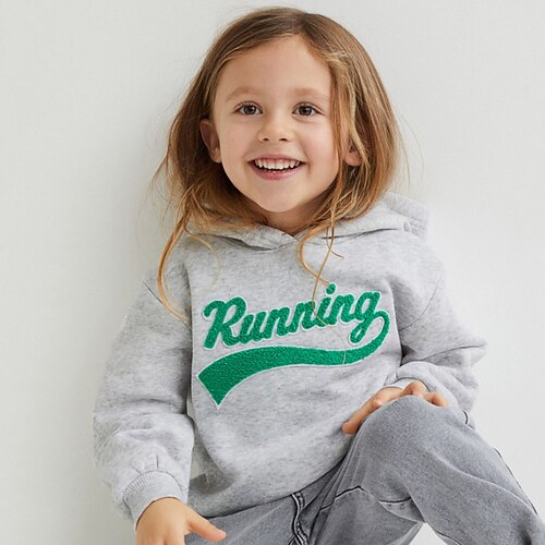 

Kids Girls' Hoodie Letter Outdoor Long Sleeve Sequins Fashion Cotton 2-8 Years Spring Gray
