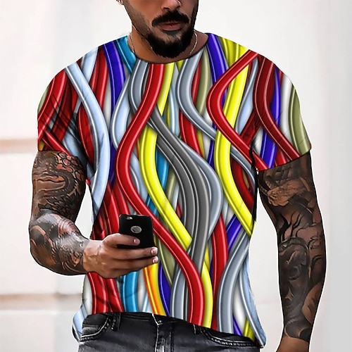 

Men's T shirt Tee Tee Graphic Round Neck Red Short Sleeve 3D Print Casual Daily 3D Print Tops Fashion Cool Designer Comfortable / Summer / Summer