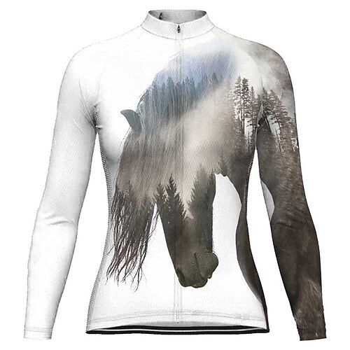 

21Grams Women's Cycling Jersey Long Sleeve Bike Top with 3 Rear Pockets Mountain Bike MTB Road Bike Cycling Quick Dry Moisture Wicking White Sports Clothing Apparel / Stretchy / Athleisure
